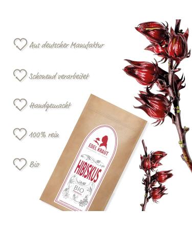 Organic Hibiscus Tea 100g | Noble Herb - Premium Dried Hibiscus Flowers - Additive-Free KBA Organic Hibiscus Tea - Buy Online on SooperMarket.com