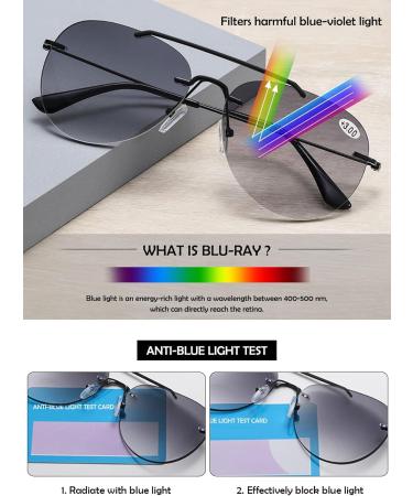 Koosufa Frameless Bifocal Reading Sunglasses for Men & Women - Anti-Blue Light UV Protection Outdoor Reading Aid (1.0 - 4.0 2 Colors) - Buy Online on SooperMarket.com