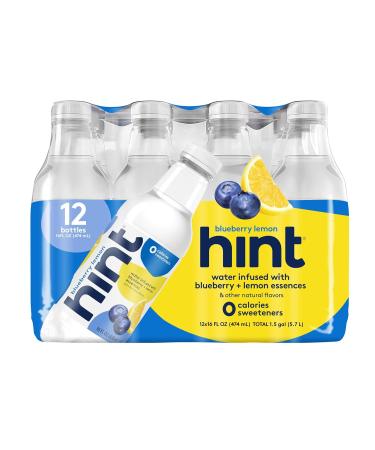 Hint Water Blueberry Lemon (Pack of 12), 16 Ounce Bottles, Pure Water Infused with Blueberry and Lemon, Zero Sugar-Calories-Sweeteners-Preservatives-Artificial Flavors, 16 Fl Oz (Pack of 12)