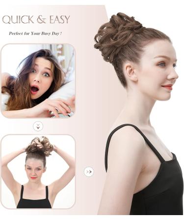 FESHFEN Messy Bun Hair Piece Synthetic Chignon Ponytail Hair Extension Medium Brown 38g - Updo Hairpiece for Women, Girls, Kids - Pack of 1 - Buy Online on SooperMarket.com