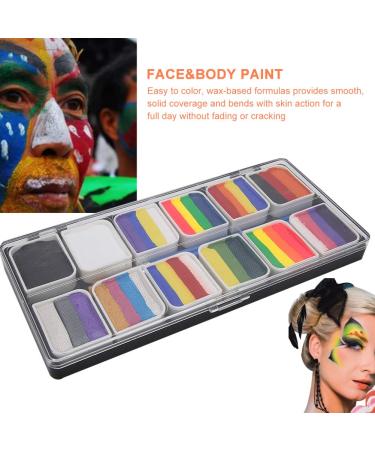 Professional Face Body Paint Kit - 12 Colors with Brushes | Safe Halloween Makeup Palette for Parties & Body Art - Buy Online on SooperMarket.com