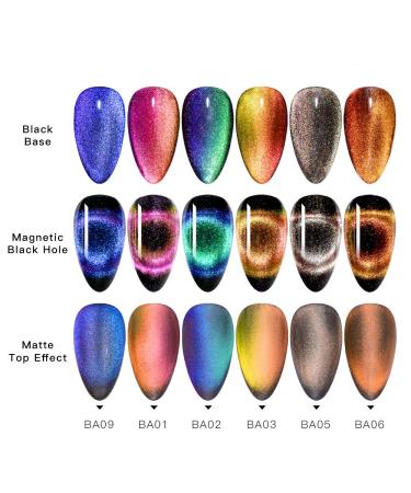 MEET ACROSS 9D Cat Eye Gel Nail Polish Set - Chameleon Magnetic Soak Off UV LED 7 Color Gel with Magnet Stick and Brush - Buy Online on SooperMarket.com