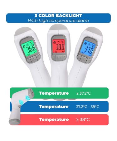 Non-Contact Digital Infrared Thermometer for Babies & Adults | Fast Accurate Temperature Measurement & Fever Alarm | Ideal for Food & Surface Use - Buy Online on SooperMarket.com