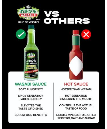 WASABI-O Premium Wasabi Sauce With Real Wasabi - Wasabi Hot Sauce For Sushi Roast Beef Roasted Veggies & More Vegan Barbecue Vegetarian Gluten-Free 2.2oz - Buy Online on SooperMarket.com