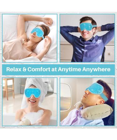 MIVORA Cooling Gel Mask for Puffy Eyes - Hot Cold Therapy for Migraine, Dark Circles, Sinus Pain - Reusable and Soothing - Light Blue - Buy Online on SooperMarket.com