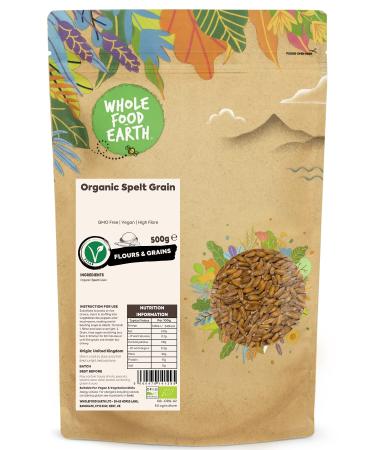 Wholefood Earth Organic Spelt Grain 500g | GMO Free | Vegan | High Fibre | Certified Organic
