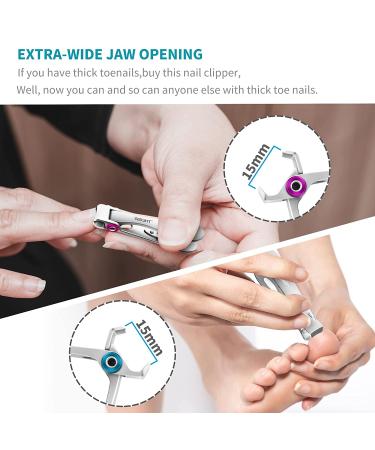 SZQHT Extra Wide Jaw Opening Nail Clippers for Thick Nails - Professional Ingrown Toenail & Fingernail Cutter - Manicure Pedicure Set for Men & Women - Buy Online on SooperMarket.com