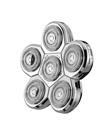 Kibiy 6D Blade Replacement Heads Electric Shaver Replacement Head for Electric Razor for Men Wet and Dry Compatible Many Models Waterproof Head Razor-Silver Sliver-01