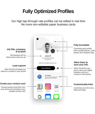 Popl XL NFC Smart Business Card Sticker | Share Contact Info & Social Media Instantly | iPhone & Android Compatible | NFC Tap & QR Scan | White - Buy Online on SooperMarket.com