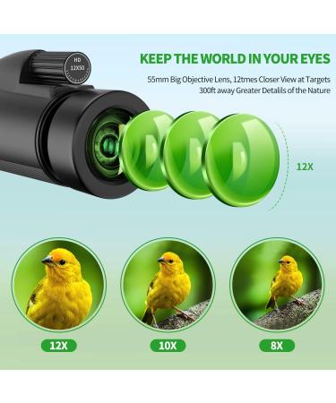 JIPNO High Powered Monocular-Telescope for Adults and Kids with Smartphone Adapter  Dust-Proof BAK4 Prism Monocular with Clear Low Light Vision for Hunting/Target Shooting/Stargazing/Camping/Traveling 12x50 - Buy Online on SooperMarket.com