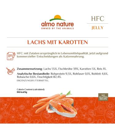Almo Nature HFC Jelly Wet Cat Food - Salmon with Carrots 24-Pack (70g) | Premium Natural Nutrition for Cats - Buy Online on SooperMarket.com