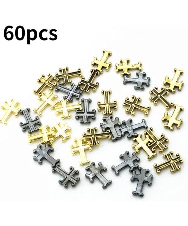RUNRAYAY 60Pcs Cross Nail Art Studs for Nail Art Accessories Gold & Silver & Gray 3D Metal Retro Punk Nail Charms Cross Shape Nail Decoration for Women Girl DIY Nail Art Decor - Buy Online on SooperMarket.com