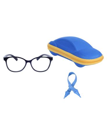 Children glasses blue light filters without strength UV block tr90 glasses frames for boys and girls + adjustable glasses band + glasses case black