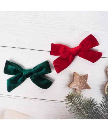 4Pcs Velvet Bow Hair Clips for Girls & Women, Christmas Hair Accessories in Red Green - 3.8 Inch - Buy Online on SooperMarket.com