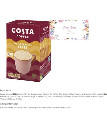 Temas Costa Coffee Instant Coffee Sachets Bundled With Reusable Coffee Cup Sleeves & Coffee Stirrers | 3 Flavours - Creamy Cappuccino Salted Caramel Latte Millionaire Mocha (Mixed Variety Flavour) - Buy Online on SooperMarket.com
