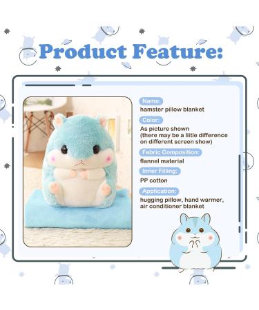Muziri Kinokoo Hamster Plush Pillow Blanket - Soft Nap Blanket & Toy Blanket in Blue - Buy Online on SooperMarket.com