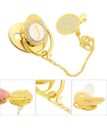 Marhynchus Gold Baby Pacifier & Clip - Soft Silicone Ergonomic for 6-18 Months (Letter J) - Buy Online on SooperMarket.com