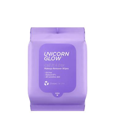 Unicorn Glow Makeup Remover Cleansing Face Wipes - 1 EA 25 count XL Oversize Daily Cleansing Facial Towelettes to Remove Makeup Micellar Water Charcoal Aloe Extract and Vitamin E Alcohol Free Paraben Free - CALL I...
