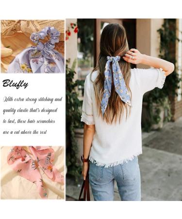 Boho Flower Ribbon Hair Scrunchies Headband Set for Women/Girls (Pack of 5) - Buy Online on SooperMarket.com