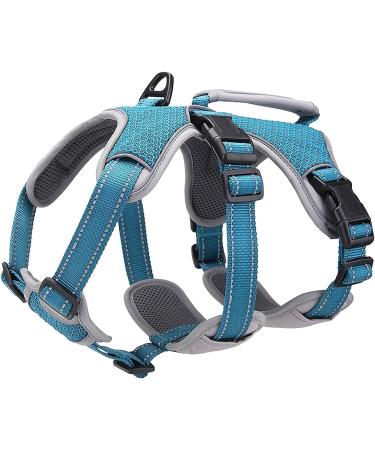 Belpro multi-purpose dog harness no breakdown no pulling reflective adjustable vest with durable handle dog dishes for large/active dogs (blue XL) XL (1 Pack) blue