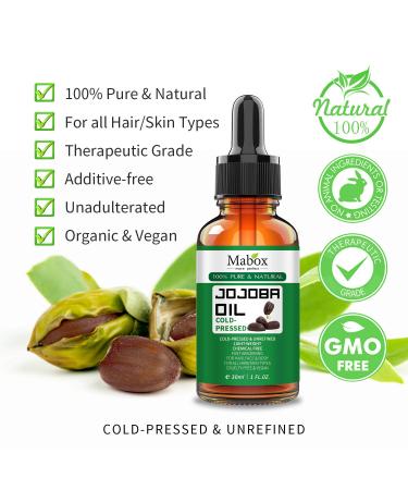 Organic Jojoba Oil 100% Pure | Cold Pressed Multi-Purpose Carrier Oil for Hair Face Skin and Beard - 1 Fl Oz (30ML - Buy Online on SooperMarket.com