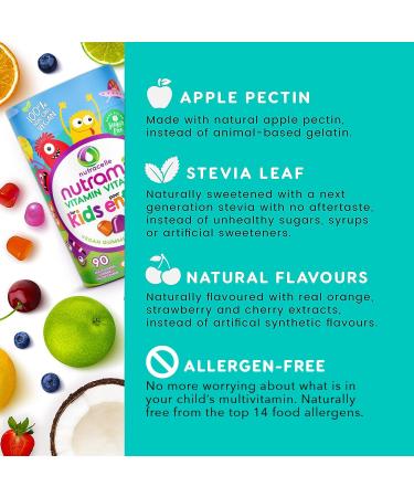 NUTRACELLE NUTRAMIN Children's Daily Vegan Multivitamin Gummies Vitamin C D2 & Zinc for Immunity Plant-Based Sugar-Free Nut-Free Gluten-Free with Biotin Vitamin A B B6 B12 +More 90 Ct (45 Day Supply) - Buy Online on SooperMarket.com