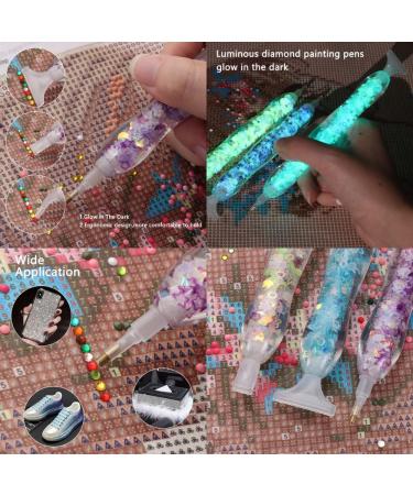 14pcs Diamond Painting Art Drill Pen Set - Luminous 5D Point Drill Pen Tools with Wax & Storage Box - Purple Resin Cross Stitch Diamond Rhinestone Beads Picker for DIY Nail Art & Embroidery Decoration - Buy Online on SooperMarket.com