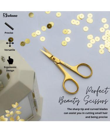 Stelone Professional Eyebrow Scissors - Small Curved Stainless Steel Beauty Scissor (Gold) - Buy Online on SooperMarket.com