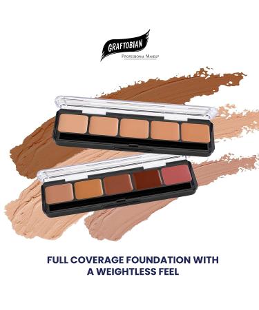 Graftobian HD Glamour Cr me Foundation Palette - Highlight & Contour Light | 5 Color Cream Makeup Palette for Full Coverage and Definition - Light Skin Tones - Buy Online on SooperMarket.com