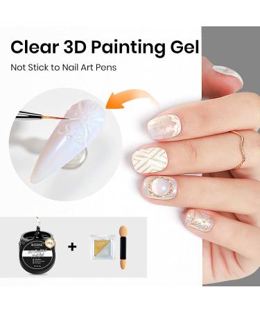MIZHSE Solid Nail Builder Gel and 3D Nail Gel Kit All in 1 Kits with Chrome Powder and Silicone Nail Art Sculpture Pen Clear Gel Nail Extension 3D Sculpting Gel for Nails Strengthen Gel for Nails Art - Buy Online on SooperMarket.com