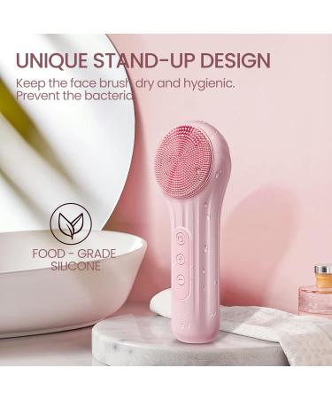 Silicone Face Scrubber Electric Facial Cleansing Brush Skincare Tools with Magnet Charger for Deep Cleaning|Gentle Exfoliating|Massaging (Pink) - Buy Online on SooperMarket.com