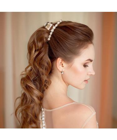 6-Piece Champagne Pearl Hair Claw Clips Set - Retro Non-Slip Barrettes for Women and Girls - Buy Online on SooperMarket.com
