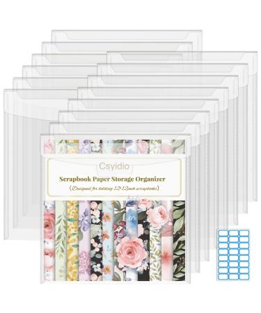 Csyidio 14 Pieces 12x12 Inch Scrapbook Paper Storage Organizer with Large Label Stickers Clear Paper Storage Organizer with Sealing Design Holds Scrapbook Paper  Vinyl Paper