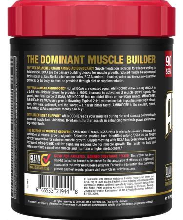 ALLMAX Nutrition Aminocore Watermelon -8g Bcaas 100 Percent Pure Branch Chained Amino Acids-Gluten Free 945 gram pink - Buy Online on SooperMarket.com