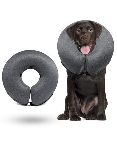 WONDAY Dog Cone for After Surgery, Pet Inflatable Collar Comfy Soft Dog Cone, Adjustable Protective Recovery Dog Collar for Wound Healing and Prevent from Biting & Scratching XL(neck:18"-24") A-Grey