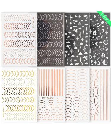French Line Nail Art Stickers Decals - Rose Gold 3D Self-Adhesive Decorations for Manicure - Buy Online on SooperMarket.com