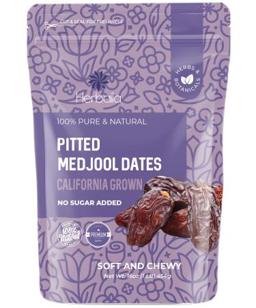 Dates Medjool Pitted Dates, 1 lb. Large Medjool Dates Pitted, Extra Fancy Dates Fruit, California Grown Dates Fresh, No Sugar Added, Rich Sweet Taste, Soft Chewy Texture. All Natural, Non-GMO, 16 oz.