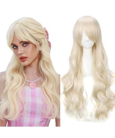 YEESHEDO 32" 80 cm Long Wavy Curly Hair Cosplay Wigs with Bangs for Women Girls Heat Resistant Synthetic Wig for Party Costume Anime Halloween (Light Blonde)