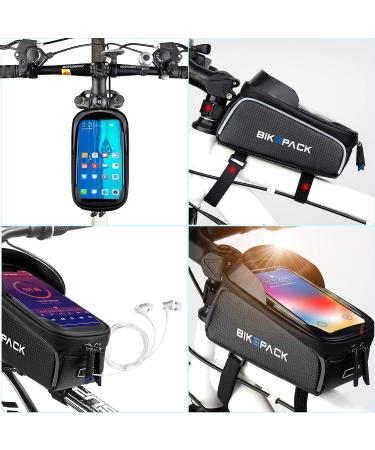 BIKEPACK Waterproof Bike Phone Bag - Top Tube Handlebar Bag with TPU Touch Screen Sun Visor - Durable & Large Capacity - Fits Phones Under 6.5'' | BPOB24 - Buy Online on SooperMarket.com