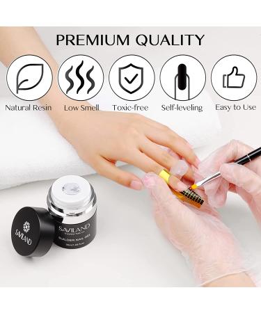 Saviland Builder Nail Gel Set - Clear Hard Gel for Nail Extension, Builder Base & Strengthener Gel - Nail Art Manicure Kit with 100pcs Forms & Acrylic Brush - Buy Online on SooperMarket.com