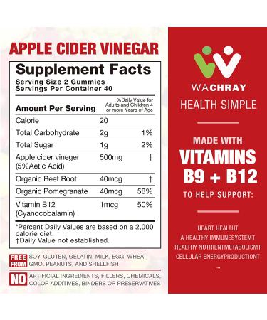 Organic Apple Cider Vinegar Gummies 3-Pack - Supports Detox, Digestion, Energy Boost & Gut Health - 80 Count (Pack of 3) - For Kids & Adults - Buy Online on SooperMarket.com