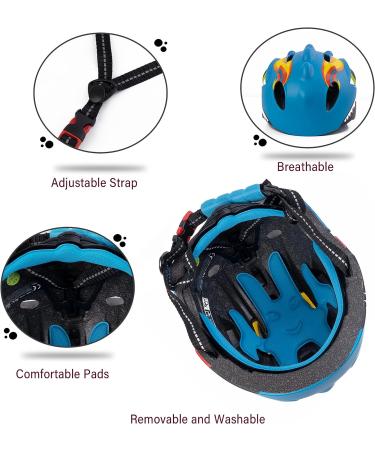 Toddler Helmet  Kids Bike Helmet with Dinosaur 3D Design  Sports Protective Gear Set and Safety Certified for 3 4 5 6 7 8 Years Old  Girls Boys Toddler Bike Cycling Skating Skateboard Scooter Helmet blue - Buy Online on SooperMarket.com