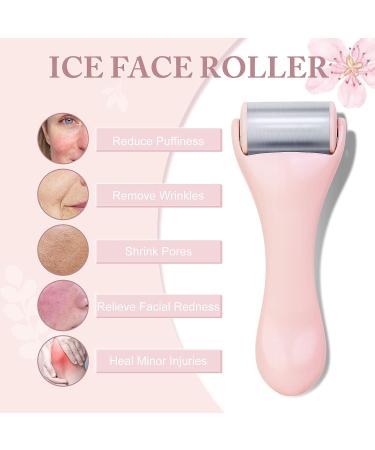 Pink Stainless Steel Ice Roller Set for Face and Eye | Skin Care for Puffiness, Migraine Pain Relief, Dark Circles | 2-Piece Facial Roller Kit - Buy Online on SooperMarket.com