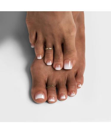 BTArtbox Toe Nails Press On Short Halloween Brown Ombre Press On Toenails Square for Women Squoval Press on Toe Nails with Glue Fake Toenails in 16 Sizes- 32 Toenails Kit Baby Boomer Brown C1-Baby Boomer Brown
