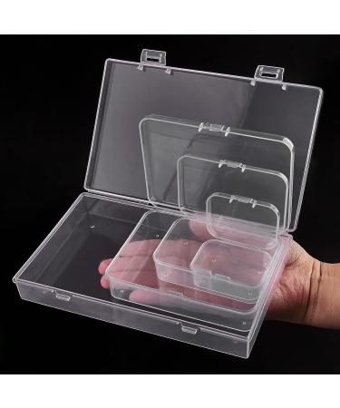 Qeirudu 24 Pcs Mixed Sizes Rectangle Mini Plastic Containers - 4 Mixed Small Craft Storage Boxes with Hinged Lids Clear Bead Organizer for Jewelry Findings  Office Supplies and Game Pieces 24 pcs ( 4 Mixed Size ) - Buy Online on SooperMarket.com