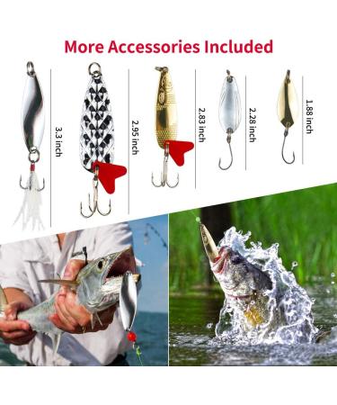 GOANDO 78 Pcs Fishing Lures Kit for Bass Trout Salmon - Bait Tackle Box with Spoon Lures, Soft Plastic Worms, Crankbait Jigs, Fishing Hooks - Freshwater Fishing Accessories - Buy Online on SooperMarket.com