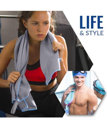 VENTURE 4TH Quick Dry Travel Towel | Fast Drying Microfiber | Essential for Camping, Yoga, Gym | 3 Compact Sizes | Gray Blue | Large 31.5 x 60 - Buy Online on SooperMarket.com