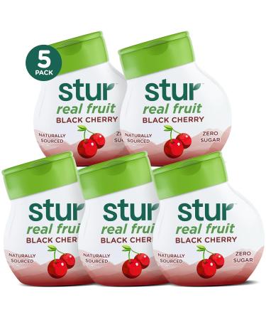 Stur Liquid Water Enhancer | Black Cherry | Naturally Sweetened | High in Vitamin C & Antioxidants | Sugar Free | Zero Calories | Keto | Vegan | 5 Bottles, Makes 120 Drinks