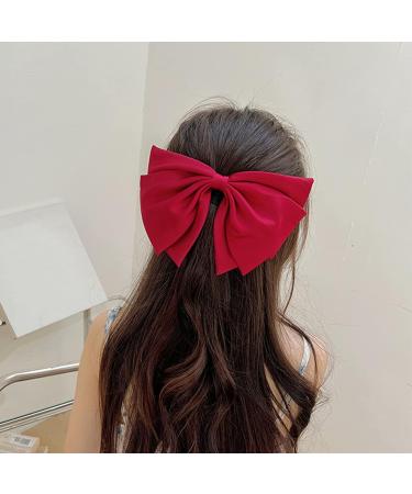 Hair Bow Large Red Hair Bow Hair Clip Hair Bows Bows for Hair Hair Bows for Women Black Bows Hair Ribbons Bow Hair Barrettes French Barrette Hairpin Hair Accessories for Thick Curly Hair - Buy Online on SooperMarket.com