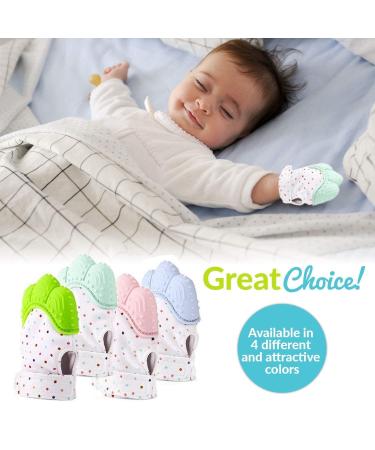 Liname 2 Pack Teething Mitten with Soothing Toy - Crinkle Sound and Textured Silicone - Blue - Buy Online on SooperMarket.com